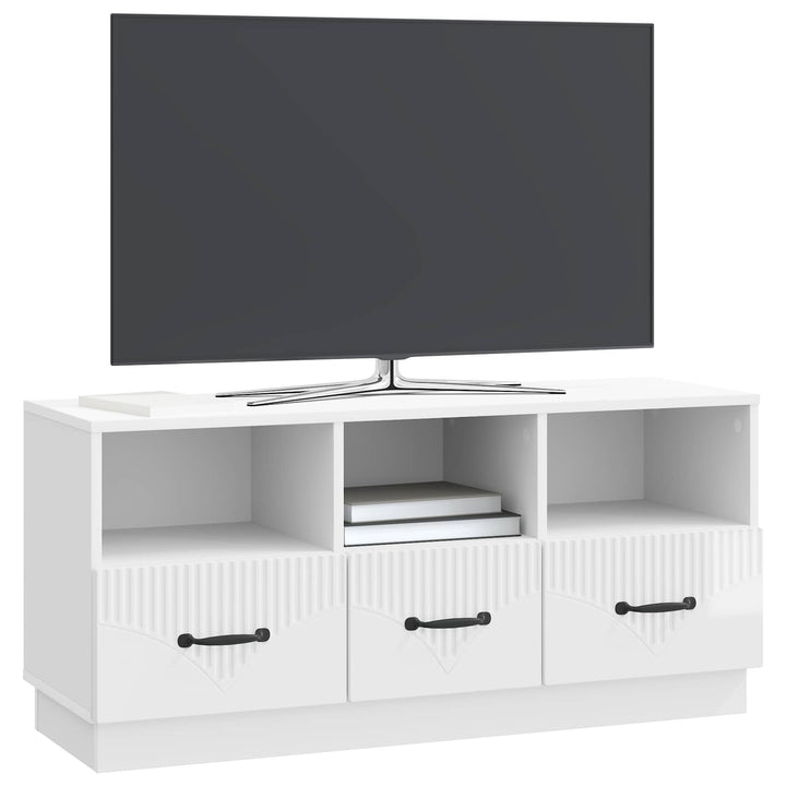TV-skab Hvid højglans 102 x 34,5 x 47 cm Konstrueret træ