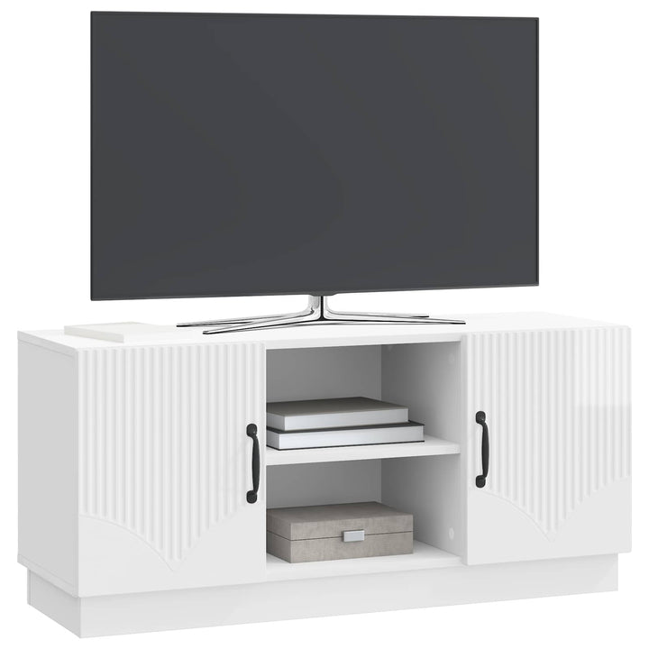 TV-skab Hvid højglans 102 x 34,5 x 47 cm Konstrueret træ