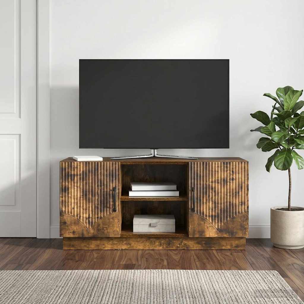 TV-skab 102 x 34,5 x 47 cm Røget eg Konstrueret træ