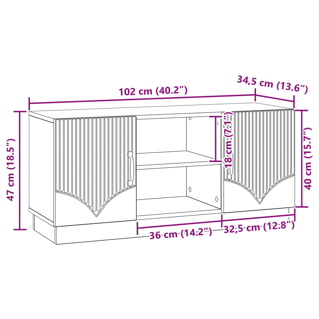 TV-skab Grå sonoma-eg 102 x 34,5 x 47 cm Konstrueret træ