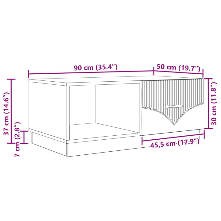 Sofabord Sonoma-eg 90 x 50 x 37 cm Konstrueret træ