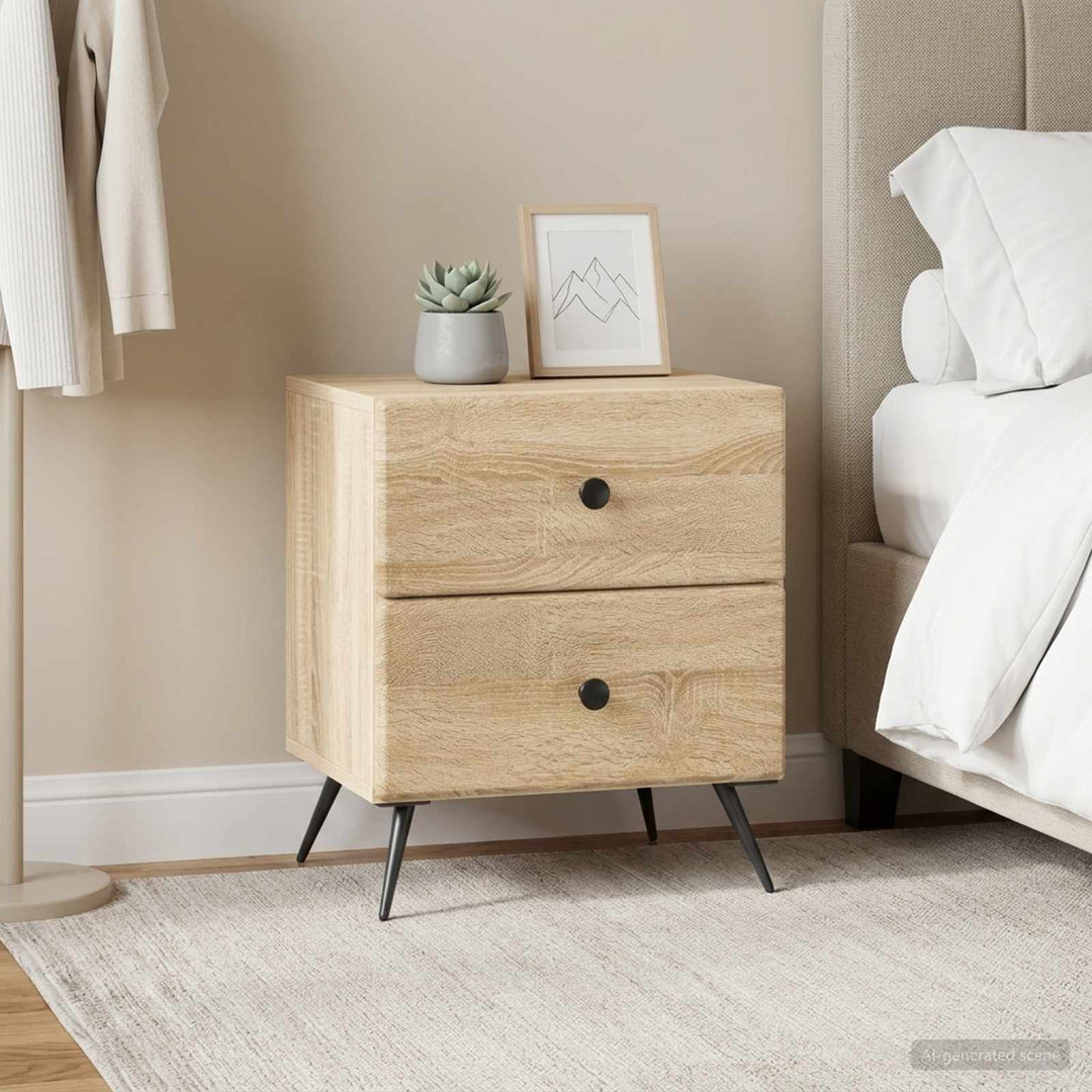 Natskab 2 pcs Sonoma-eg 43 x 34,5 x 47,5 cm Konstrueret træ
