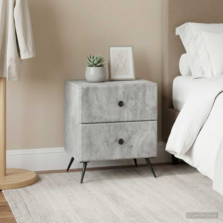 Natskab 2 pcs Betongrå 43 x 34,5 x 47,5 cm Konstrueret træ