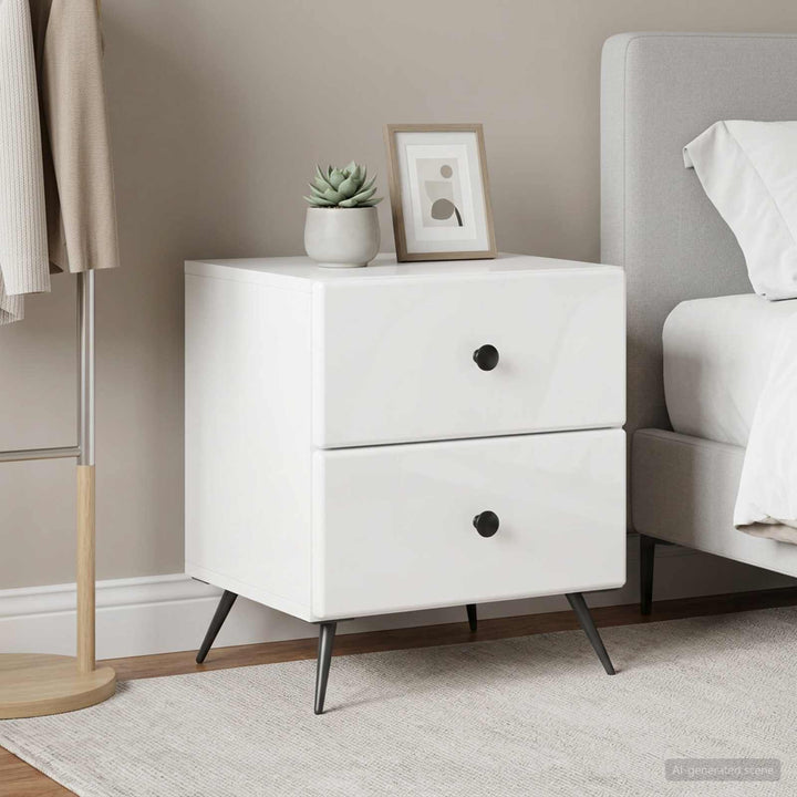 Natskab 2 pcs Hvid højglans 43 x 34,5 x 47,5 cm Konstrueret træ