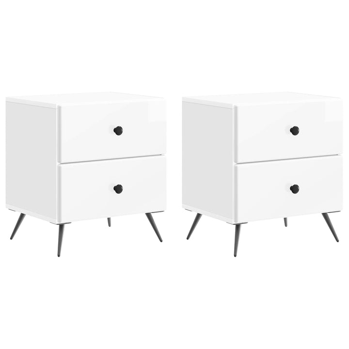 Natskab 2 pcs Hvid højglans 43 x 34,5 x 47,5 cm Konstrueret træ