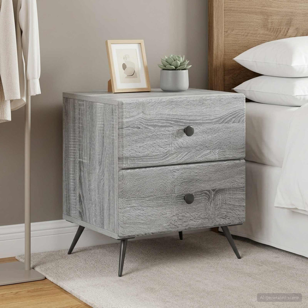 Natskab 2 pcs Grå sonoma-eg 43 x 34,5 x 47,5 cm Konstrueret træ