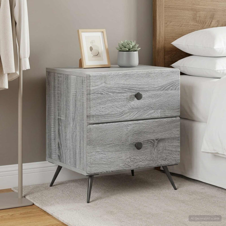 Natskab 2 pcs Grå sonoma-eg 43 x 34,5 x 47,5 cm Konstrueret træ