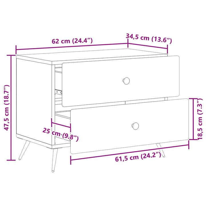 Natskab Sonoma-eg 62 x 34,5 x 47,5 cm Konstrueret træ