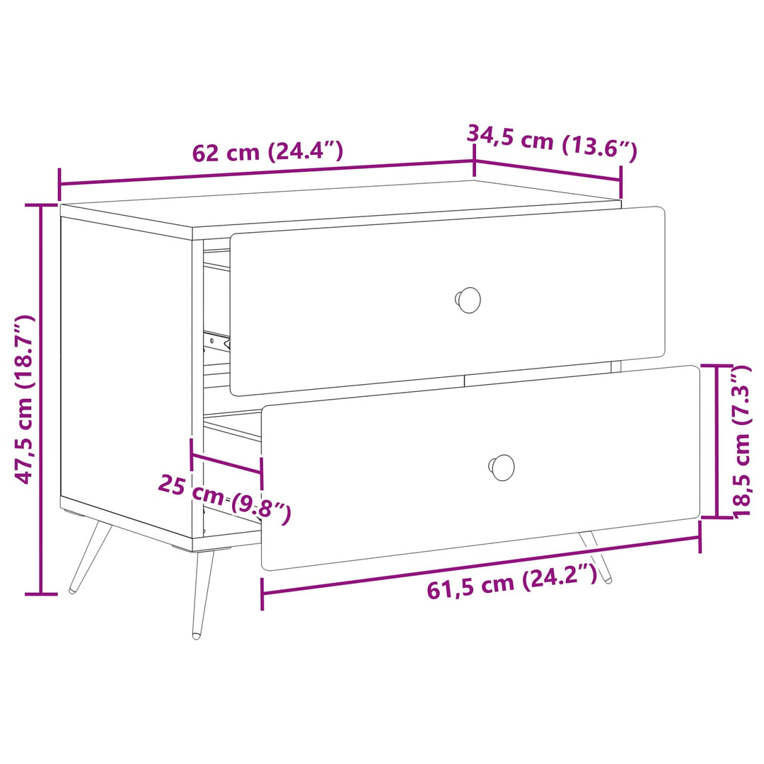 Natskab med skuffe Betongrå 62 x 34,5 x 47,5 cm Konstrueret træ