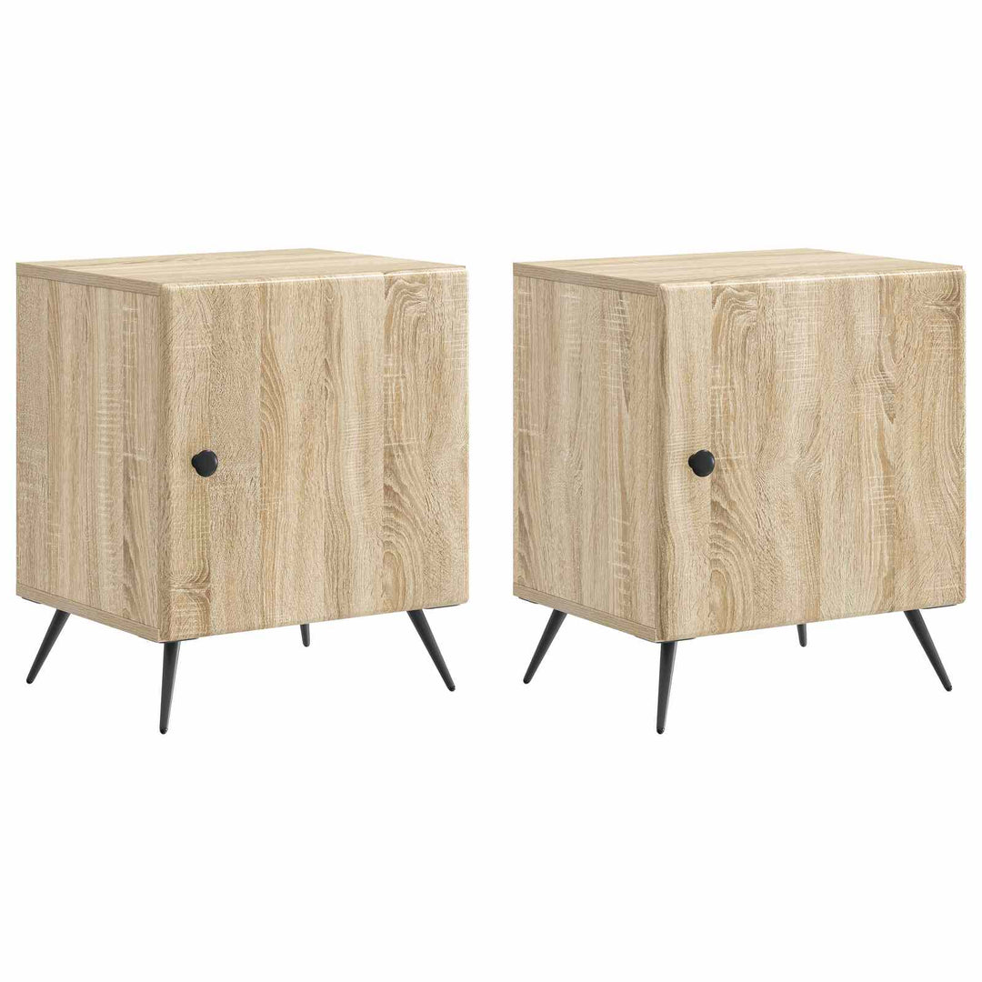 Natskab 2 pcs Sonoma-eg 43 x 34,5 x 50 cm Konstrueret træ