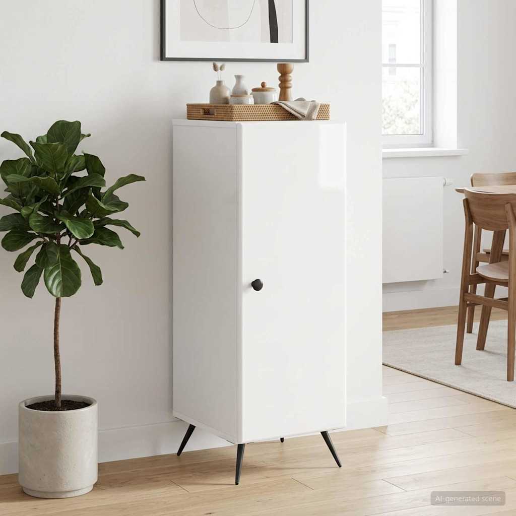 Sideboard Hvid højglans 33 x 34,5 x 90 cm Konstrueret træ