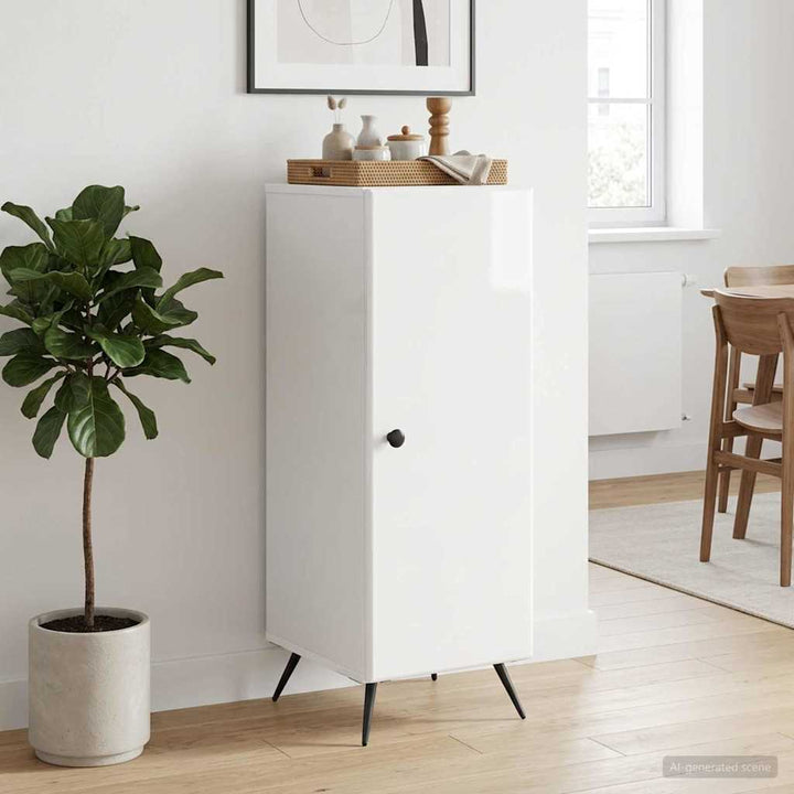 Sideboard Hvid højglans 33 x 34,5 x 90 cm Konstrueret træ