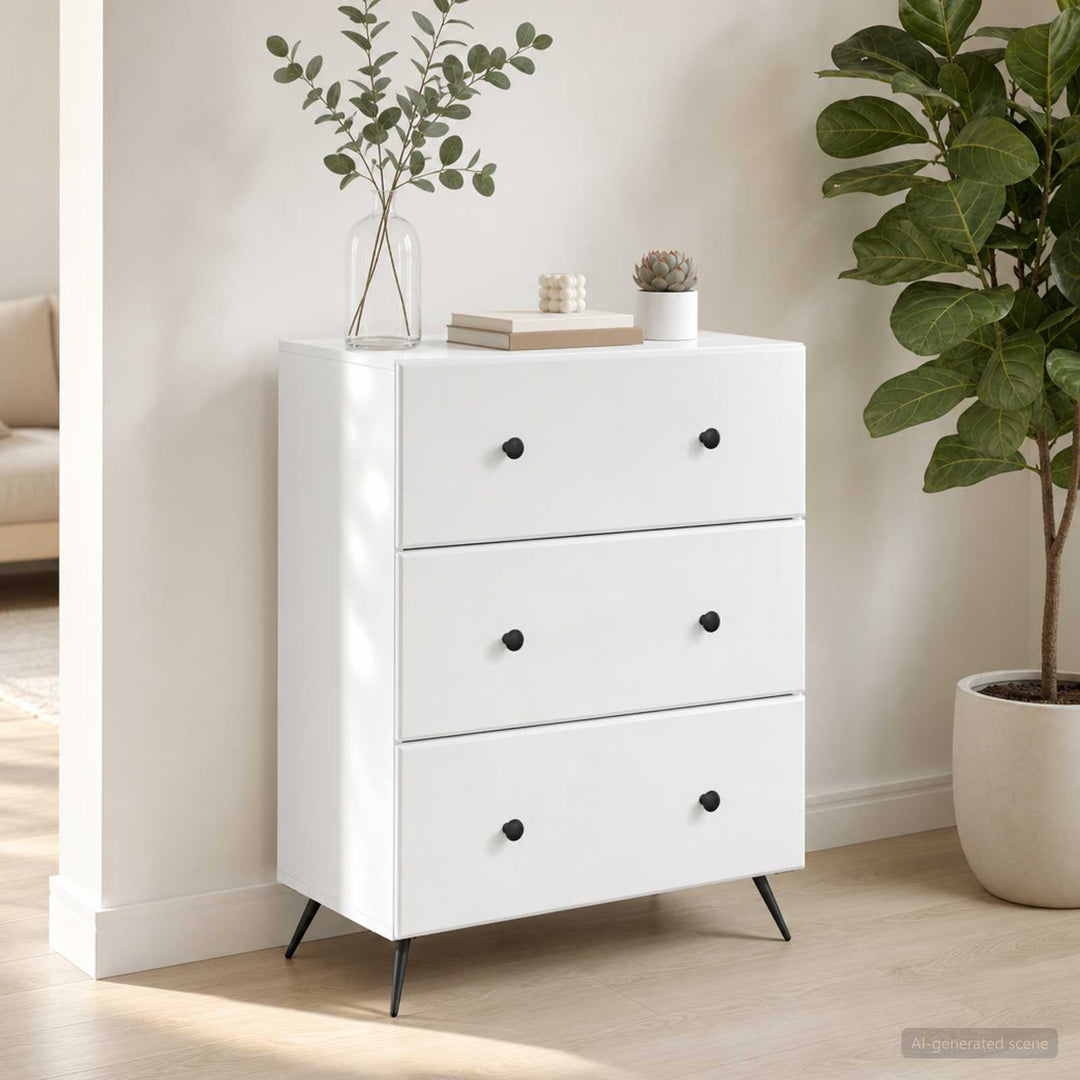 Skuffeskab Hvid 66 x 34,5 x 90 cm Konstrueret træ