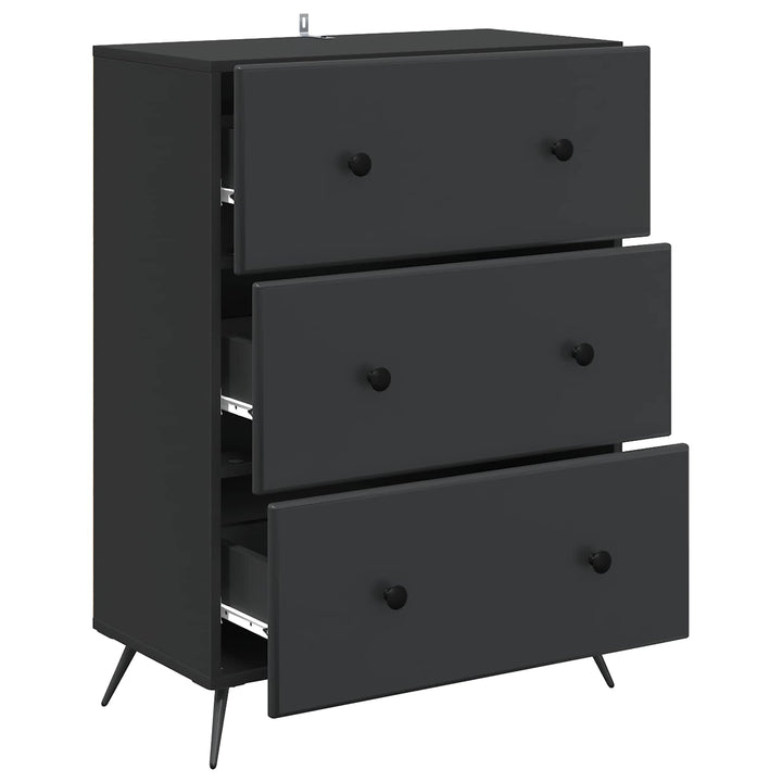 Skuffeskab Sort 66 x 34,5 x 90 cm Konstrueret træ
