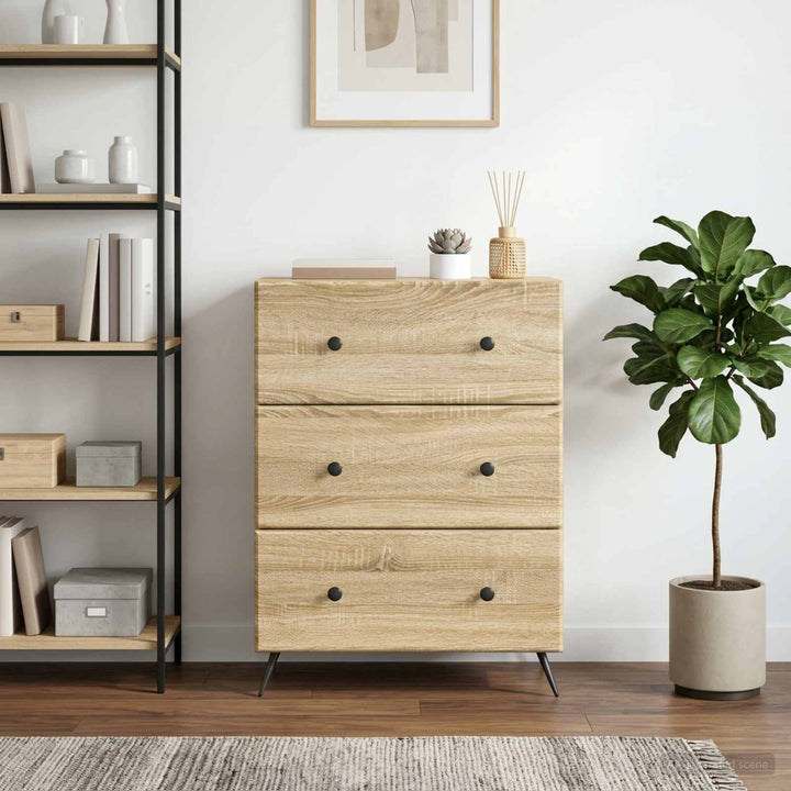 Skuffeskab Sonoma-eg 66 x 34,5 x 90 cm Konstrueret træ