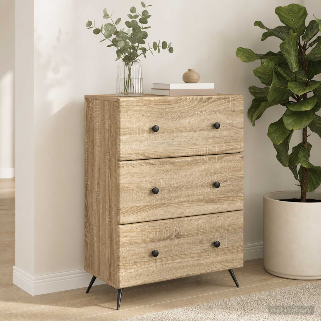Skuffeskab Sonoma-eg 66 x 34,5 x 90 cm Konstrueret træ