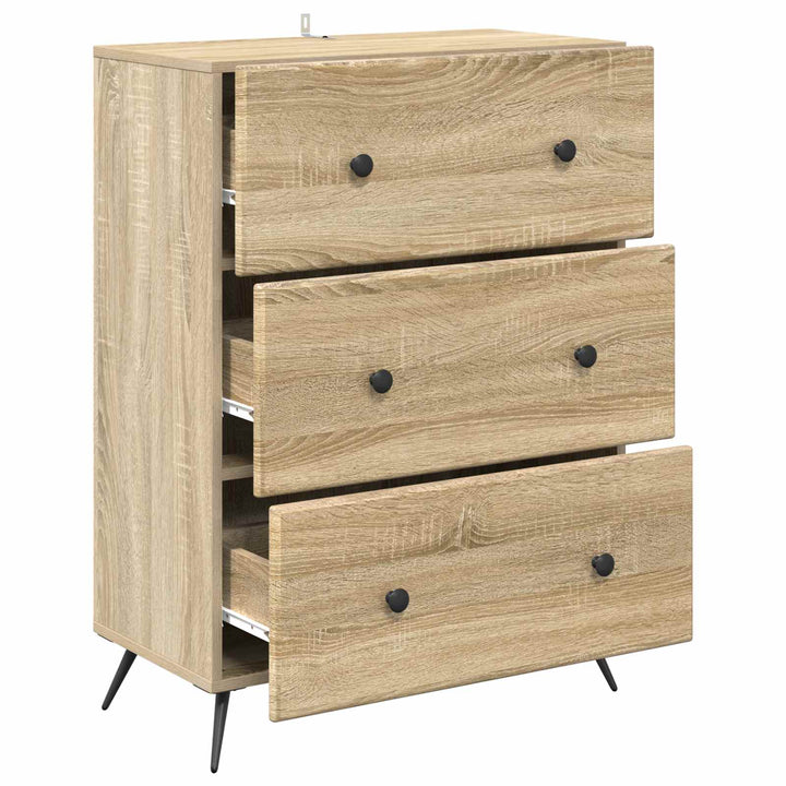Skuffeskab Sonoma-eg 66 x 34,5 x 90 cm Konstrueret træ