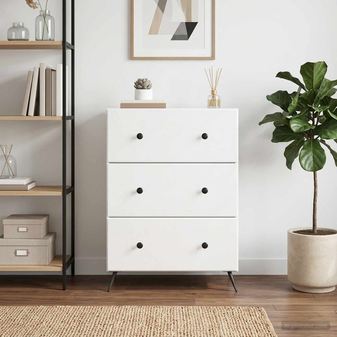 Skuffeskab Hvid højglans 66 x 34,5 x 90 cm Konstrueret træ