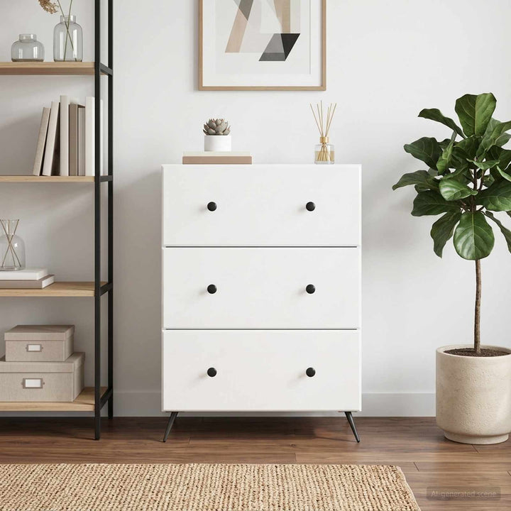 Skuffeskab Hvid højglans 66 x 34,5 x 90 cm Konstrueret træ