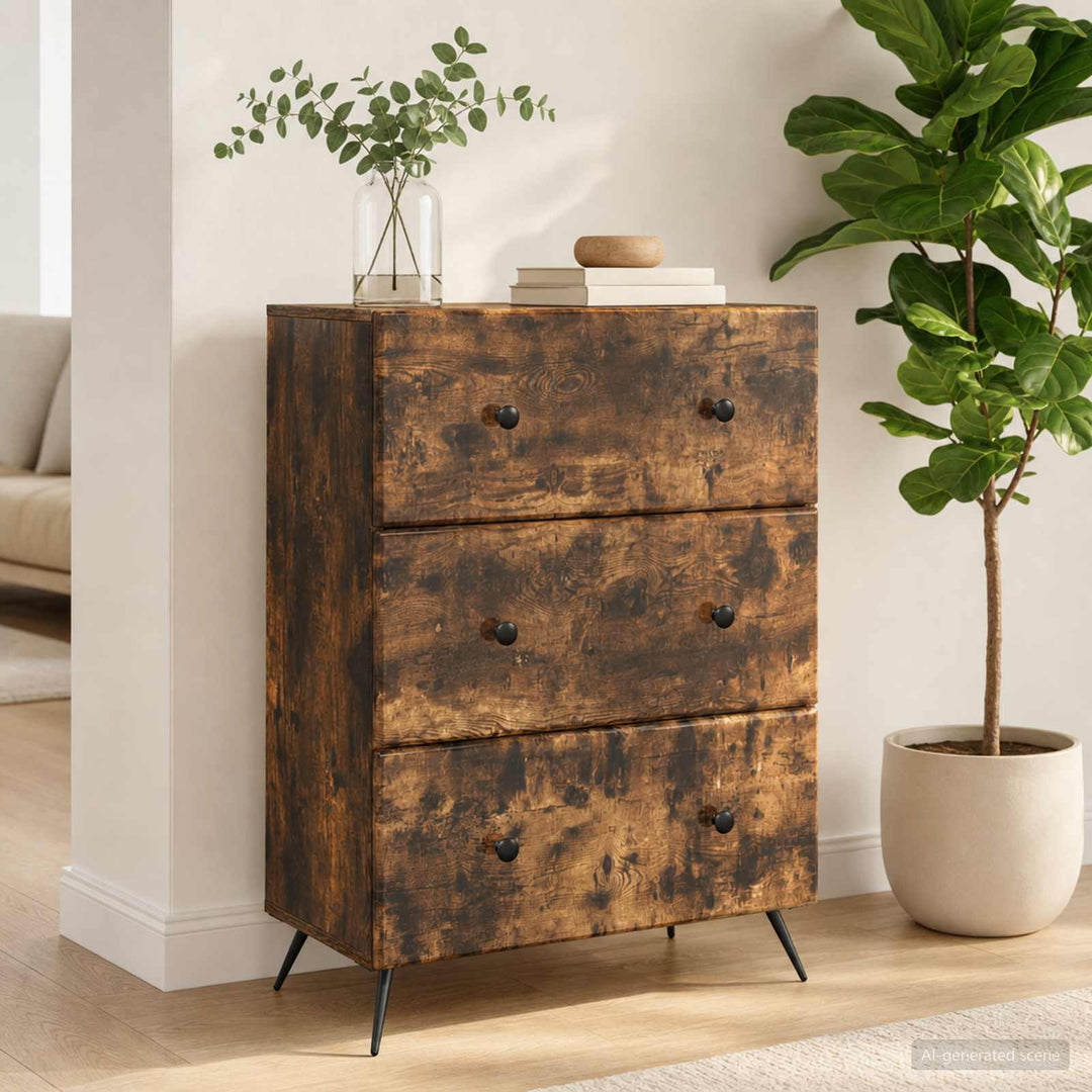Skuffeskab Røget eg 66 x 34,5 x 90 cm Konstrueret træ