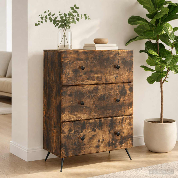 Skuffeskab 66 x 34,5 x 90 cm Konstrueret træ Røget eg