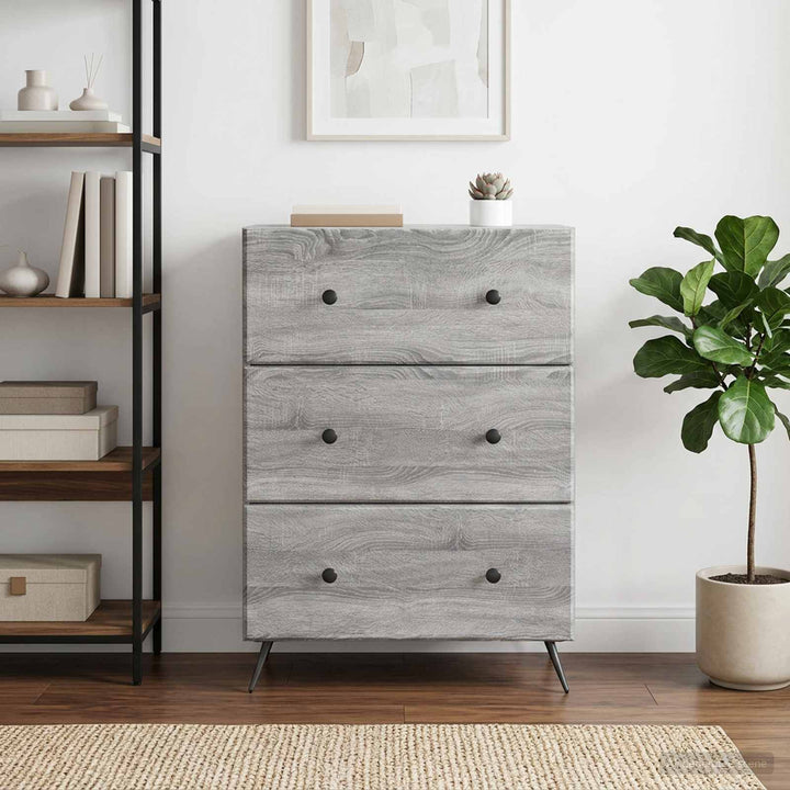 Skuffeskab 66 x 34,5 x 90 cm Konstrueret træ Grå sonoma-eg