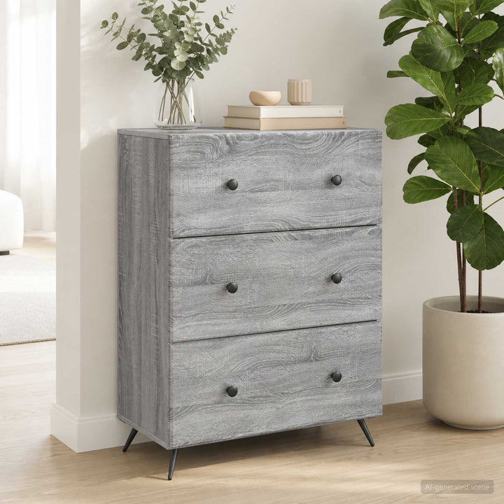 Skuffeskab 66 x 34,5 x 90 cm Konstrueret træ Grå sonoma-eg