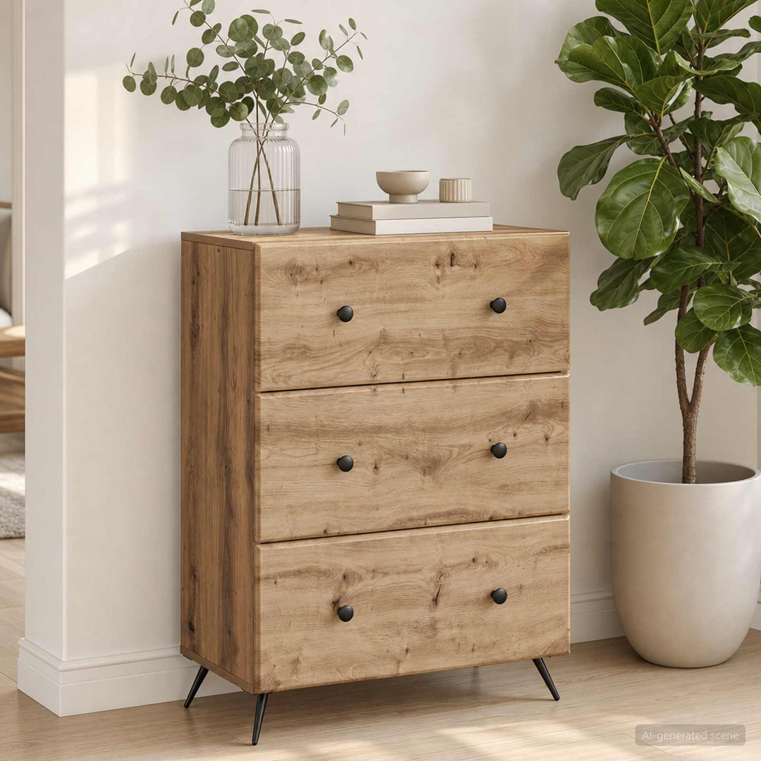 Skuffeskab 66 x 34,5 x 90 cm Konstrueret træ Artisan-eg
