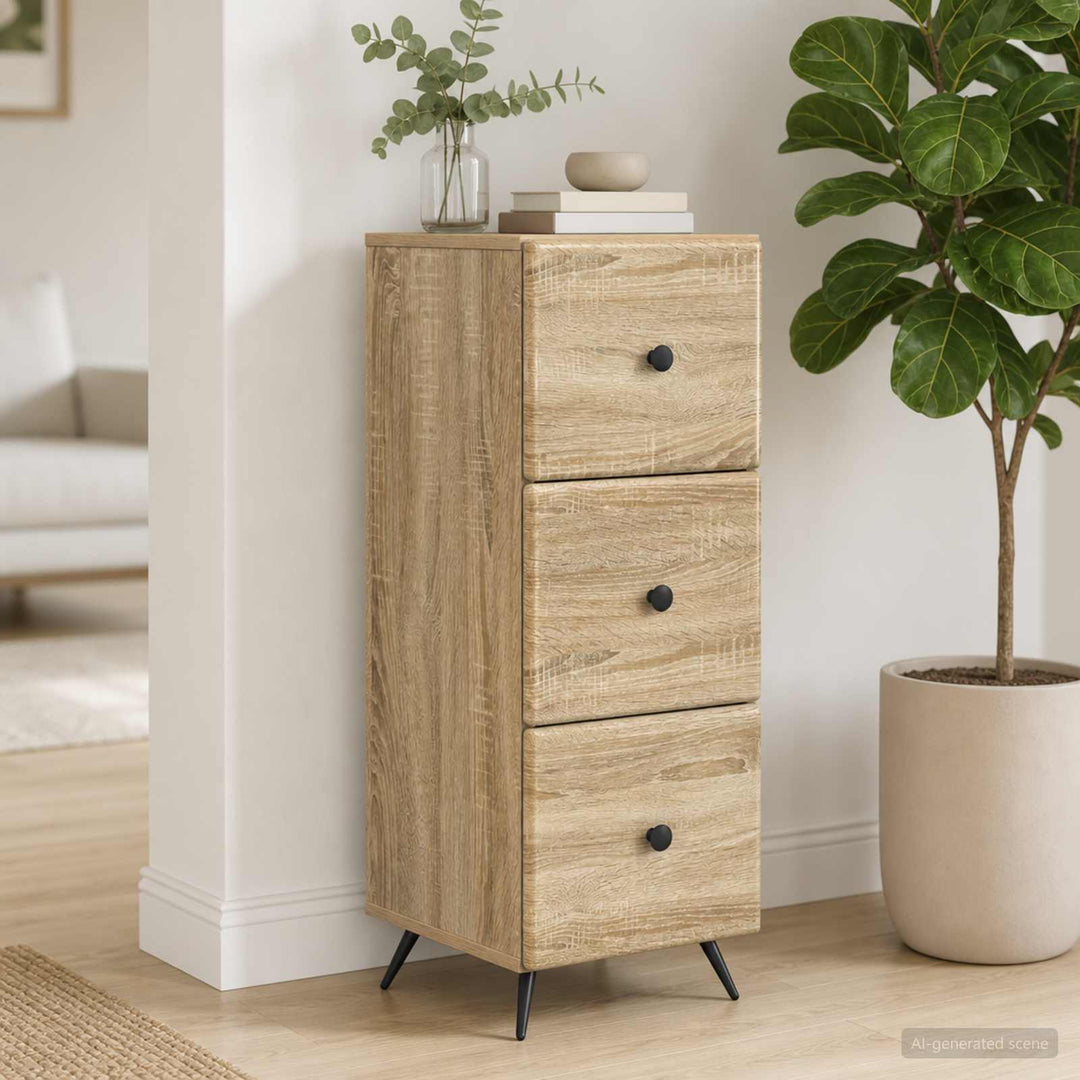 Skuffeskab Sonoma-eg 33 x 34,5 x 90 cm Konstrueret træ