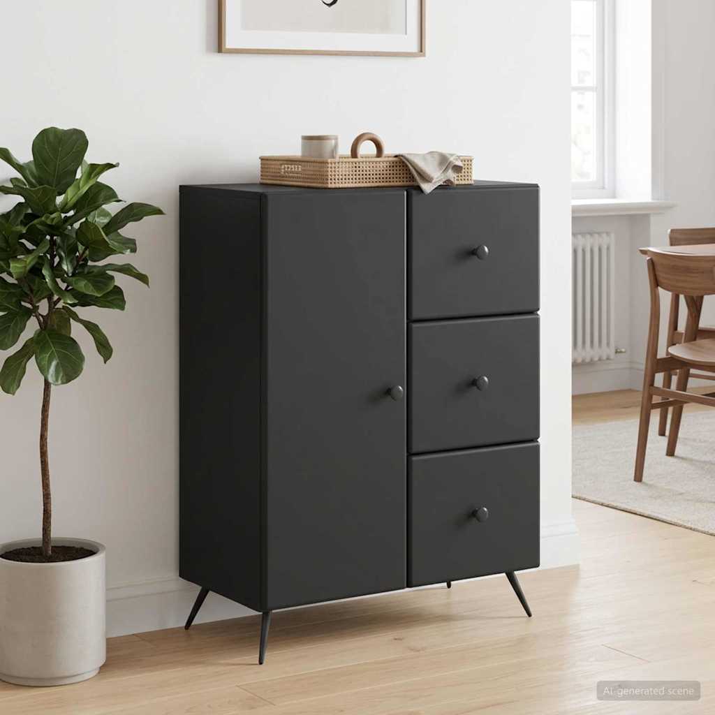 Sideboard med skuffe Sort 66 x 34,5 x 90 cm Konstrueret træ