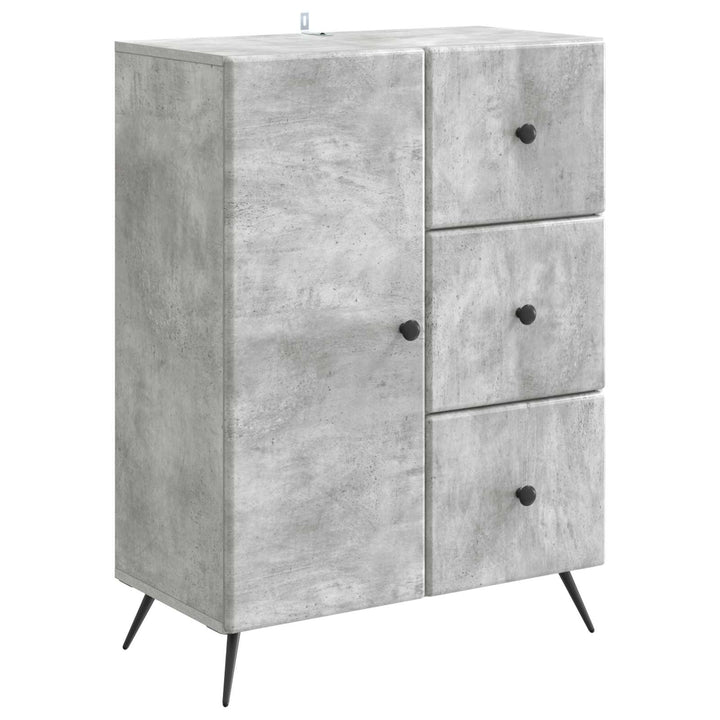 Sideboard med skuffe Betongrå 66 x 34,5 x 90 cm Konstrueret træ