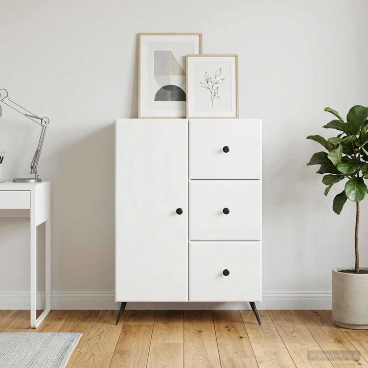 Sideboard Hvid højglans 66 x 34,5 x 90 cm Konstrueret træ