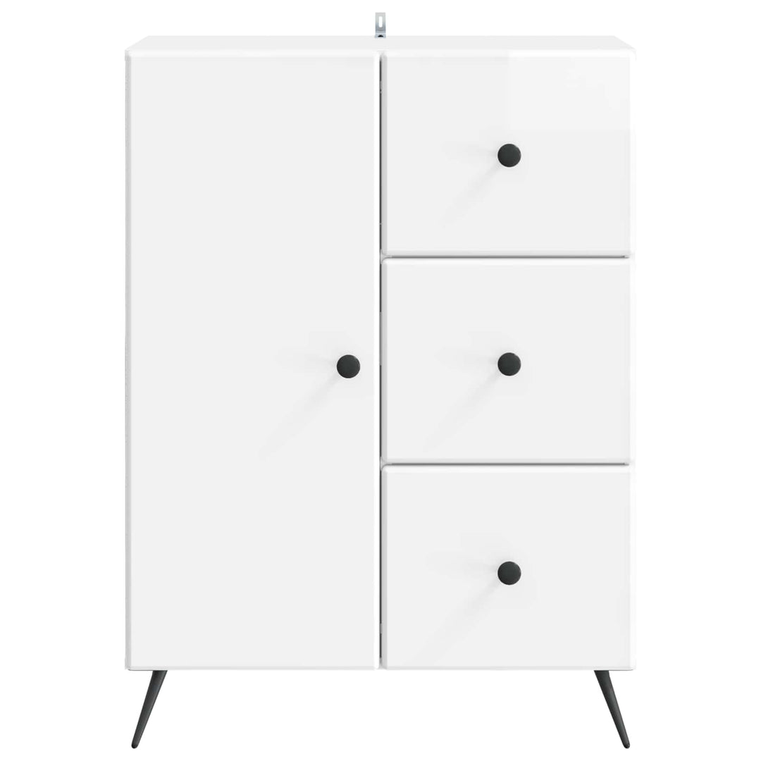Sideboard Hvid højglans 66 x 34,5 x 90 cm Konstrueret træ