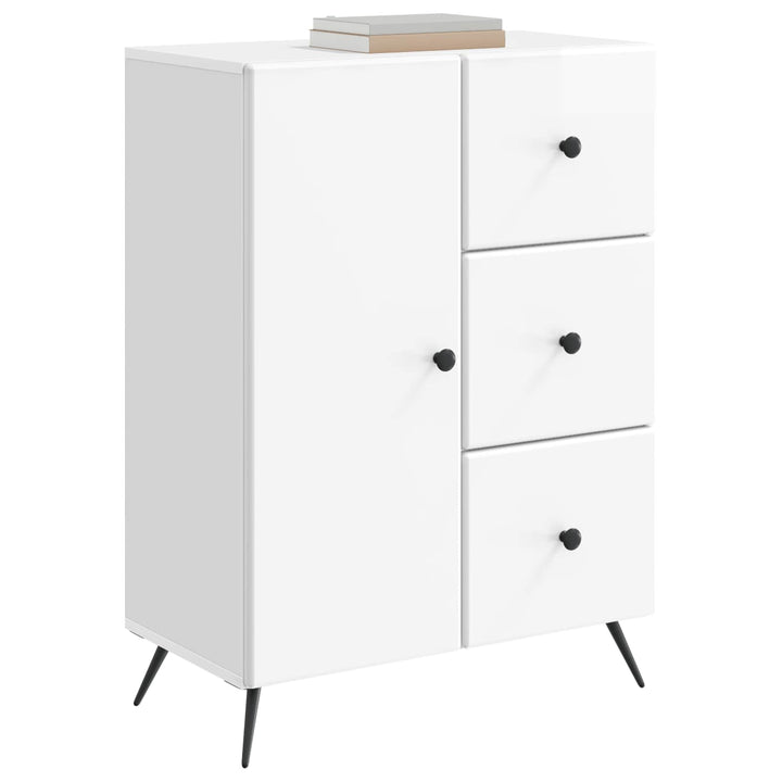 Sideboard Hvid højglans 66 x 34,5 x 90 cm Konstrueret træ