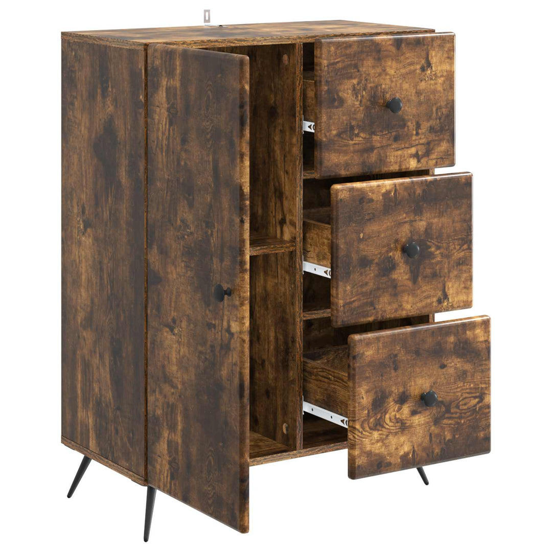 Sideboard med skuffe Røget eg 66 x 34,5 x 90 cm Konstrueret træ