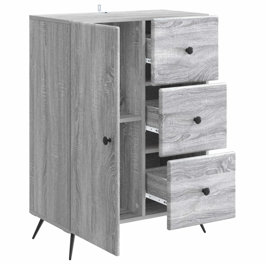 Sideboard Grå sonoma-eg 66 x 34,5 x 90 cm Konstrueret træ