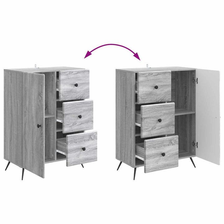 Sideboard Grå sonoma-eg 66 x 34,5 x 90 cm Konstrueret træ
