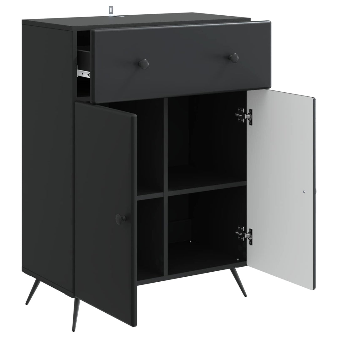 Sideboard med skuffe Sort 66 x 34,5 x 90 cm Konstrueret træ
