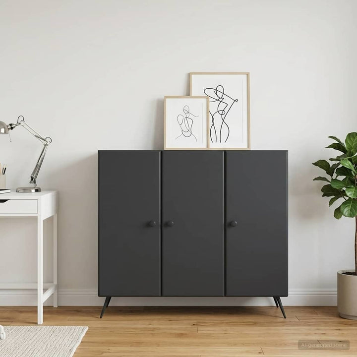 Sideboard Sort 89 x 34,5 x 80 cm Konstrueret træ