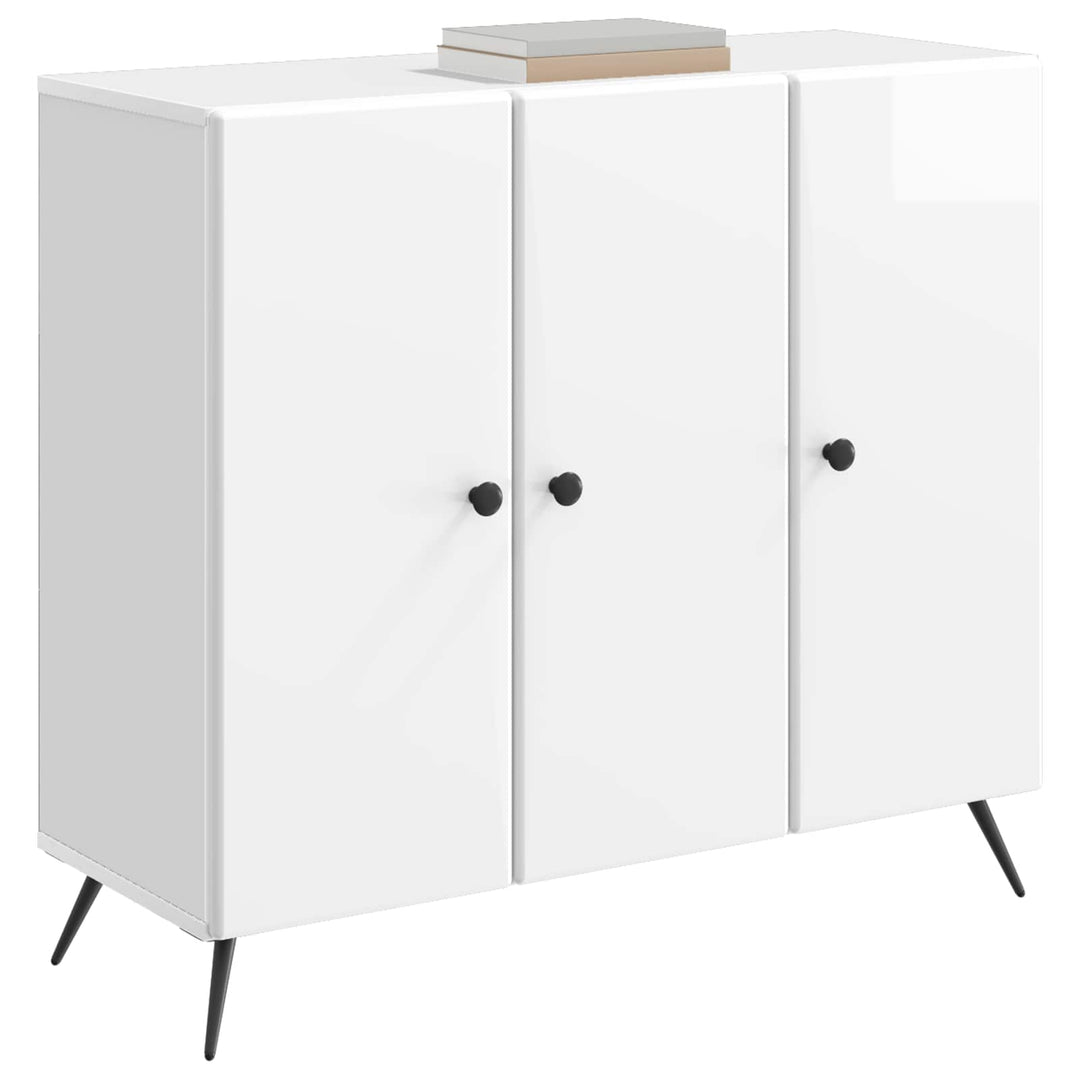 Sideboard Hvid højglans 89 x 34,5 x 80 cm Konstrueret træ