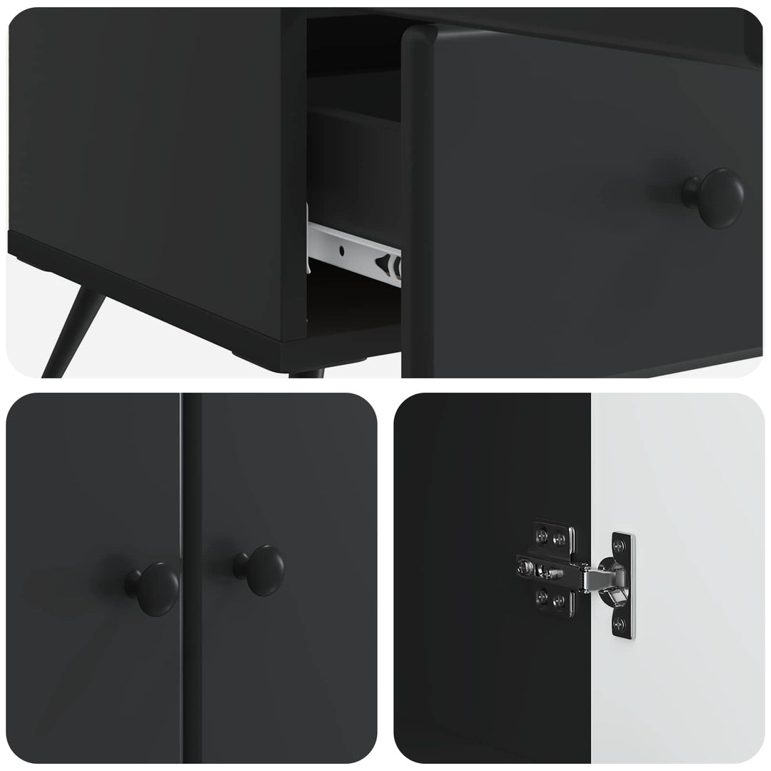 Sideboard med skuffe Sort 66 x 34,5 x 95 cm Konstrueret træ