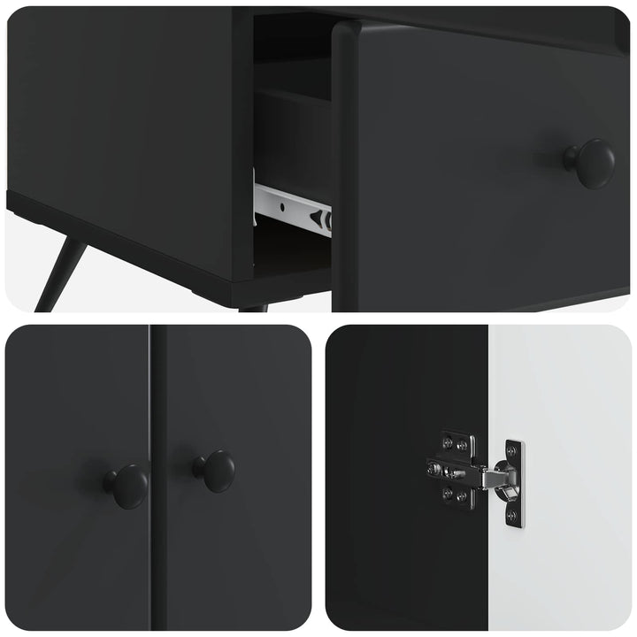 Sideboard med skuffe Sort 66 x 34,5 x 95 cm Konstrueret træ