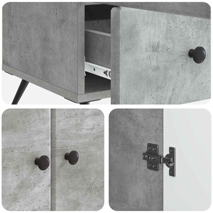 Sideboard med skuffe Betongrå 66 x 34,5 x 95 cm Konstrueret træ