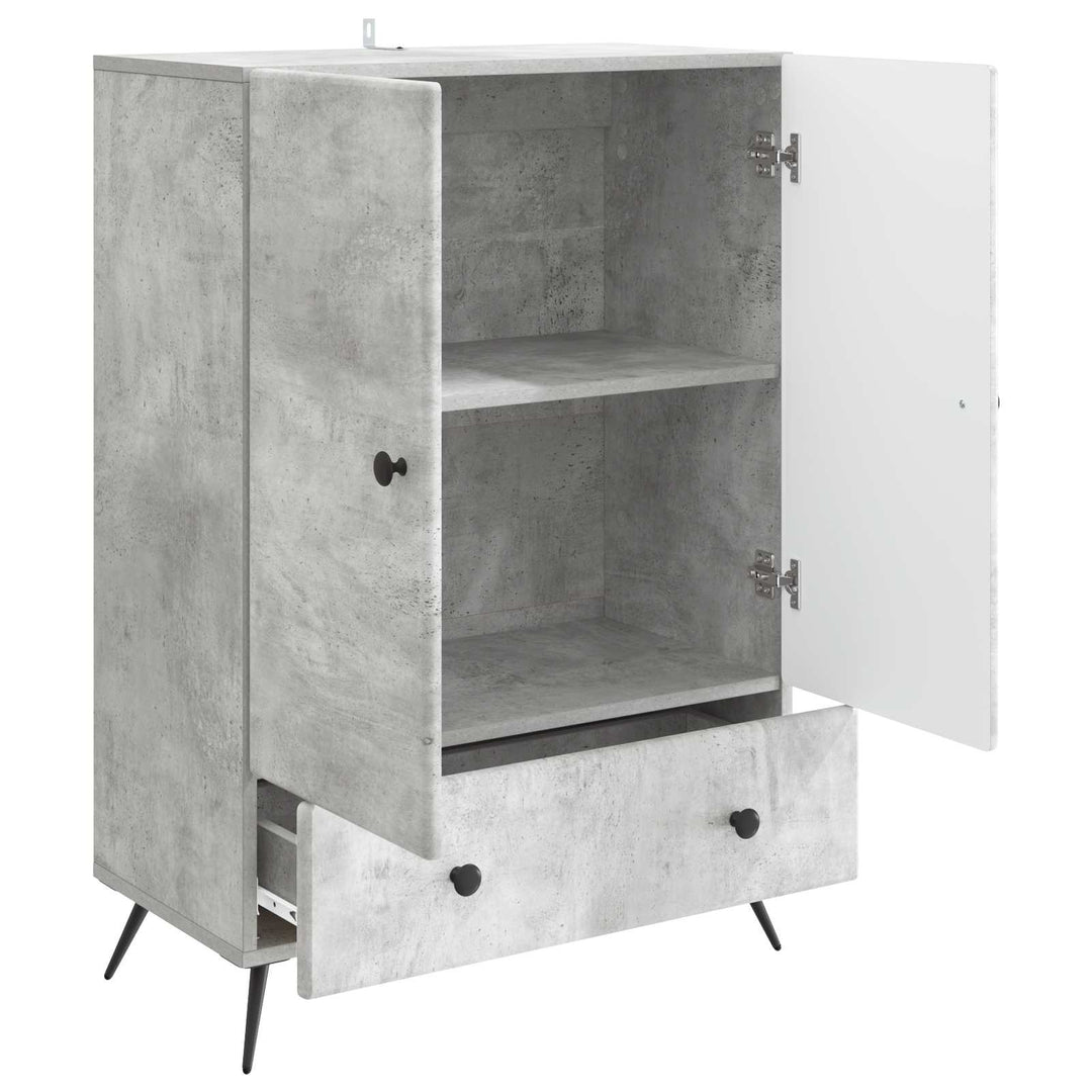 Sideboard med skuffe Betongrå 66 x 34,5 x 95 cm Konstrueret træ