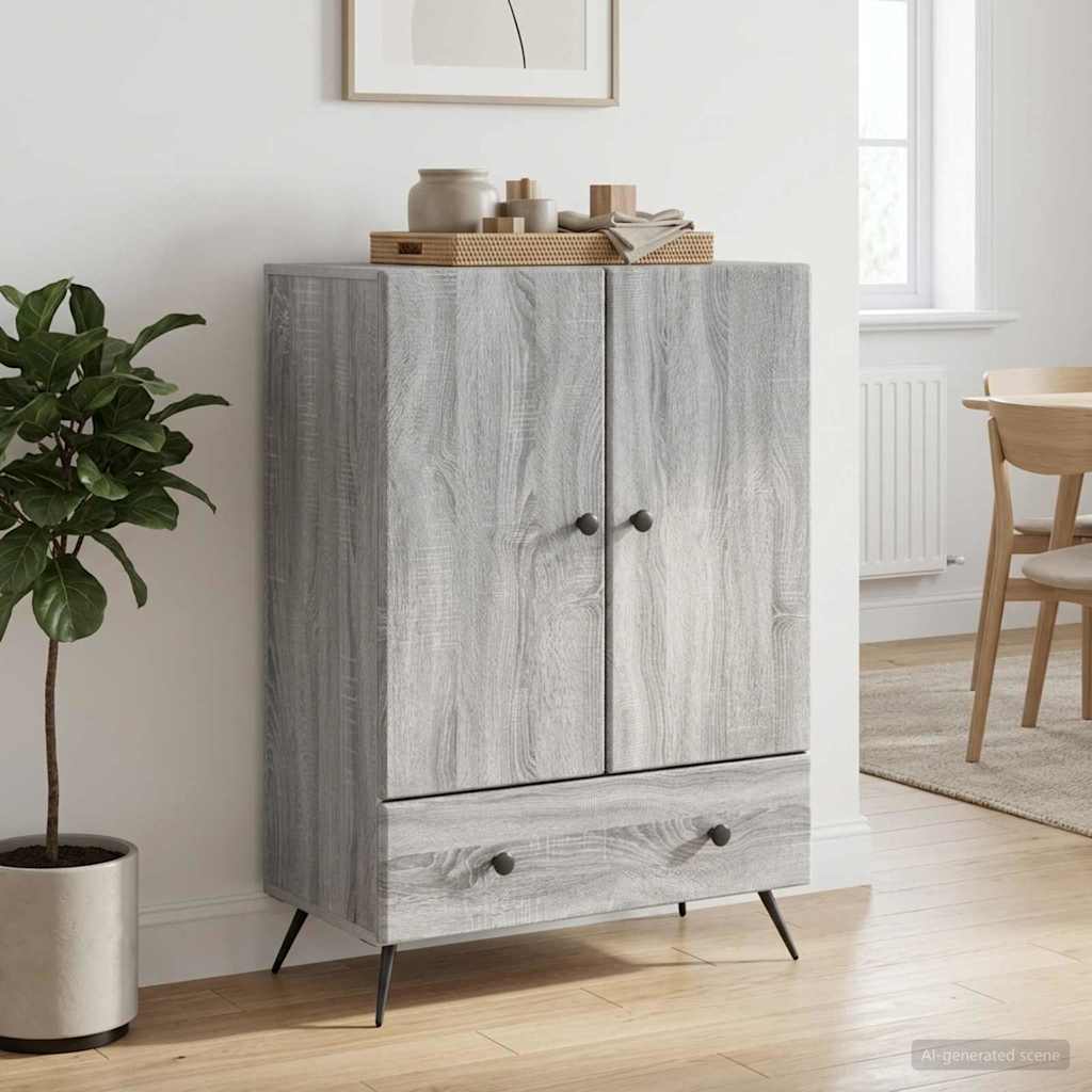 Sideboard Grå sonoma-eg 66 x 34,5 x 95 cm Konstrueret træ