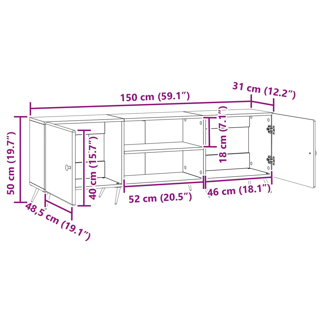 TV-skab Sort 150 x 31 x 50 cm Konstrueret træ