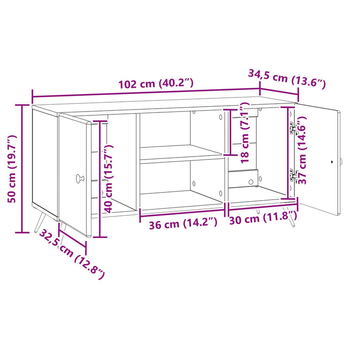 TV-skab Sonoma-eg 102 x 34,5 x 50 cm Konstrueret træ