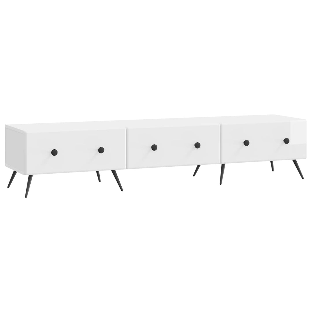 TV-skab Hvid højglans 147 x 34,5 x 30 cm Konstrueret træ
