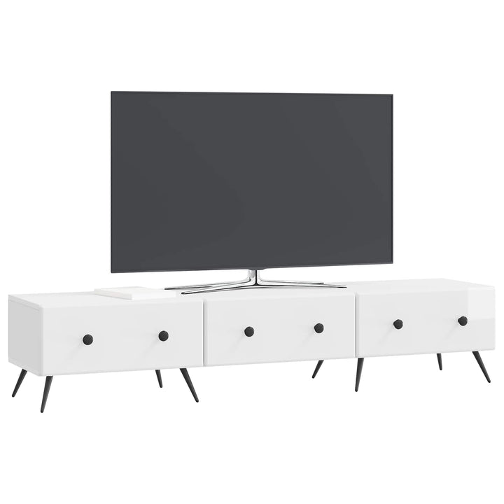TV-skab Hvid højglans 147 x 34,5 x 30 cm Konstrueret træ