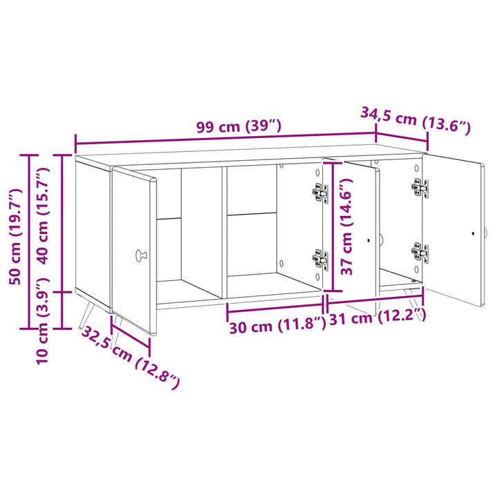 TV-skab Gammelt træ 99 x 34,5 x 50 cm Konstrueret træ
